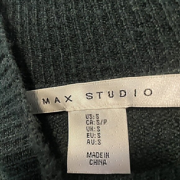 Max Studio Pullover, Long, Snap Sides, Hunter Green, Mock Neck, Nubby Knit, Sm - Picture 5 of 7